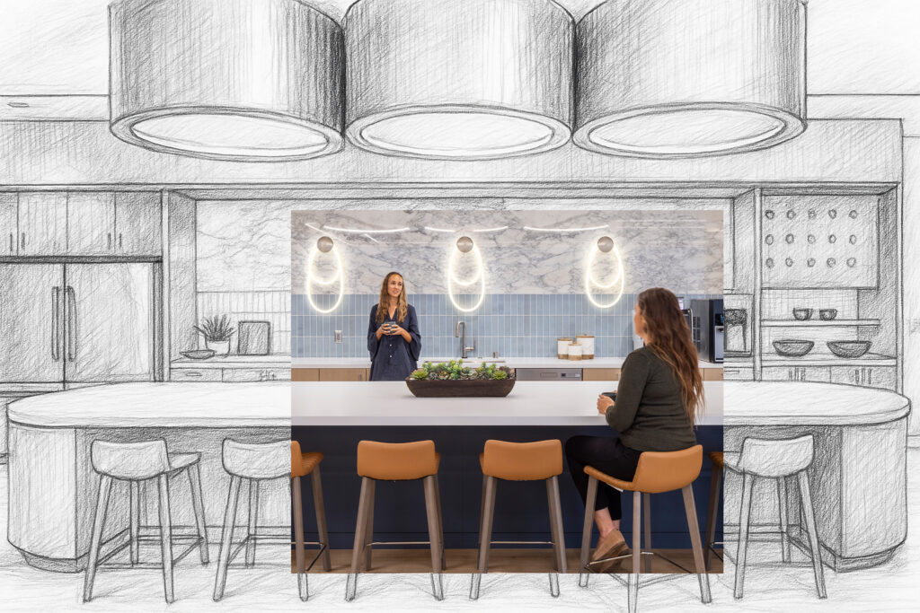 Inside Ventura Foods' corporate headquarters in a common-area kitchen space.