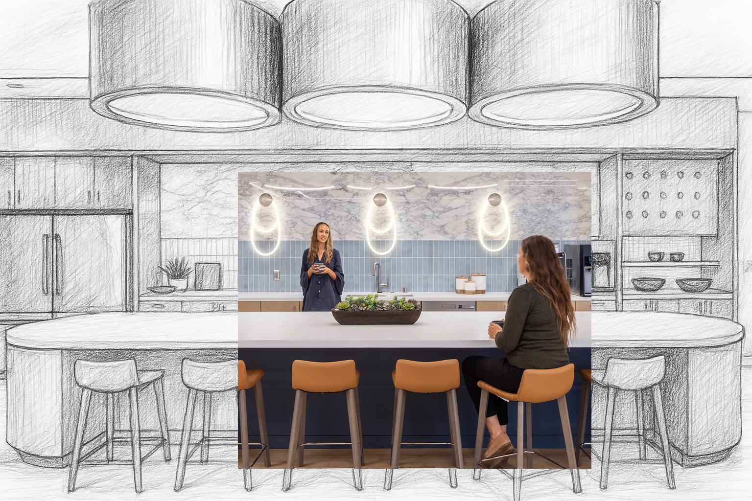 Inside Ventura Foods' corporate headquarters in a common-area kitchen space.