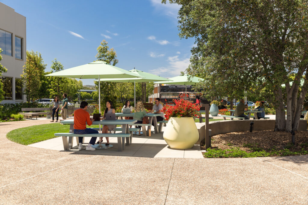 Exterior lifestyle photography of the Commons at Irvine Business Center in Irvine, CA.